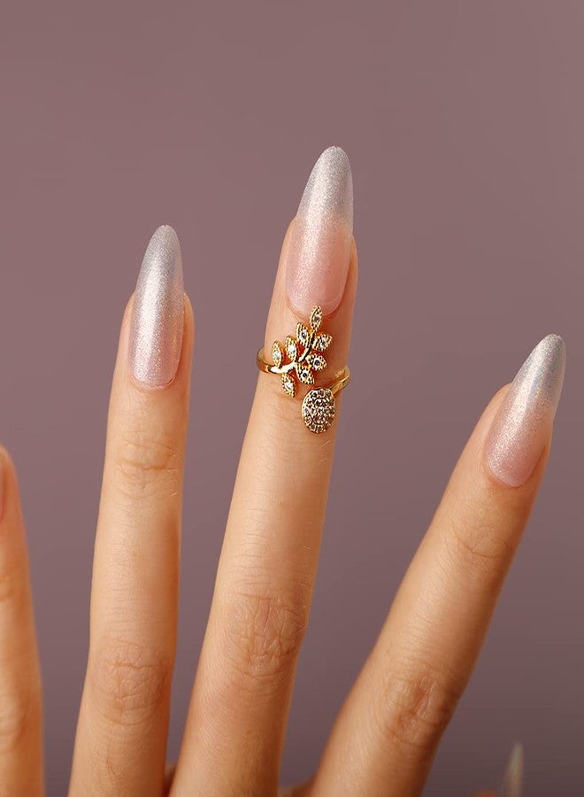 Rumtock Crystal Beads Open Finger Ring Adjustable Finger Tip Manicure Jewelry Gold Nail Cap for Women Girls - Image 4