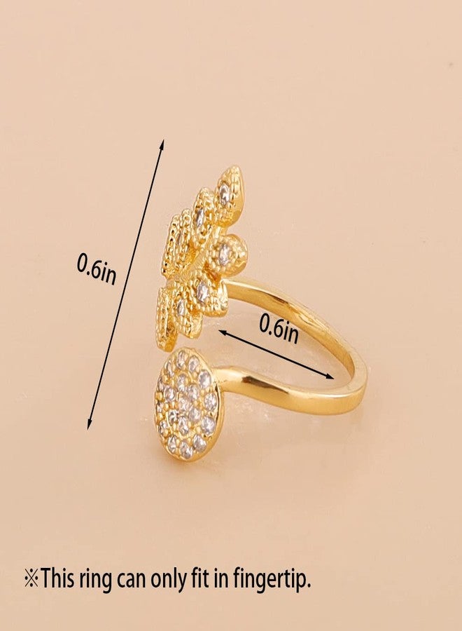 Rumtock Crystal Beads Open Finger Ring Adjustable Finger Tip Manicure Jewelry Gold Nail Cap for Women Girls - Image 5