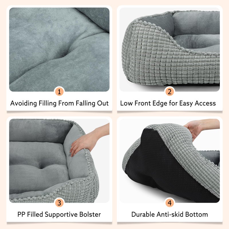 MIXJOY Dog Beds for Medium Dogs Washable, Rectangle Pet Bed Medium Size Dog, Orthopedic Sleeping Pet Sofa Bed, Soft Calming Cat Beds for Indoor Cats, Anti-Slip Bottom with Multiple Size - Image 4