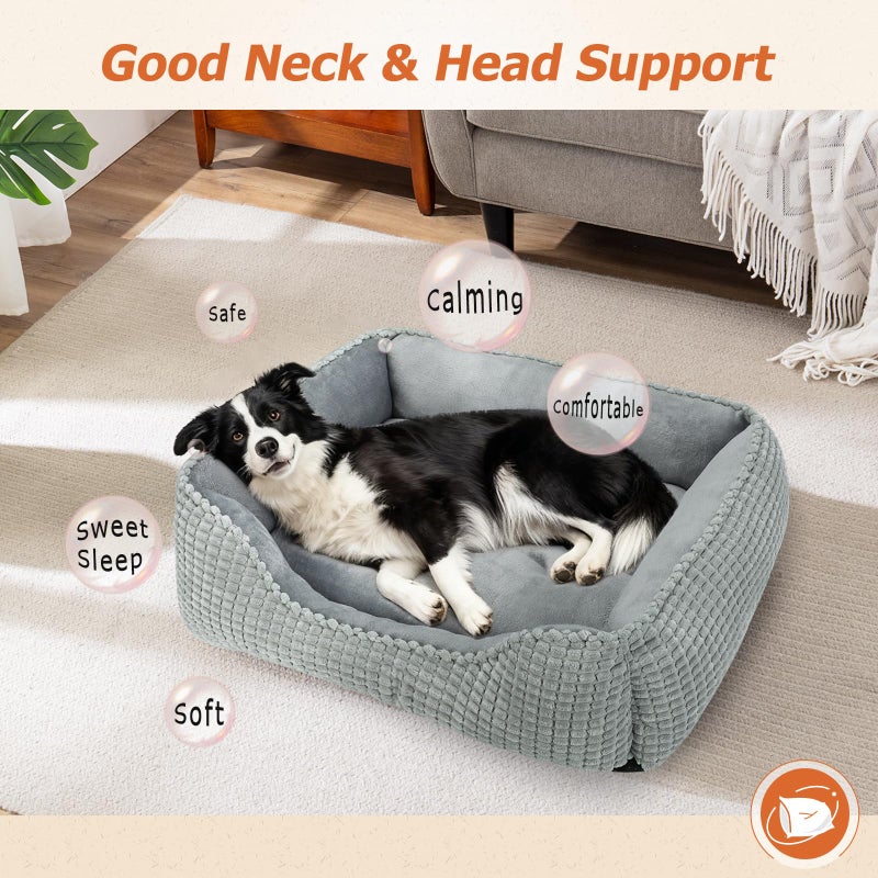 MIXJOY Dog Beds for Medium Dogs Washable, Rectangle Pet Bed Medium Size Dog, Orthopedic Sleeping Pet Sofa Bed, Soft Calming Cat Beds for Indoor Cats, Anti-Slip Bottom with Multiple Size - Image 5