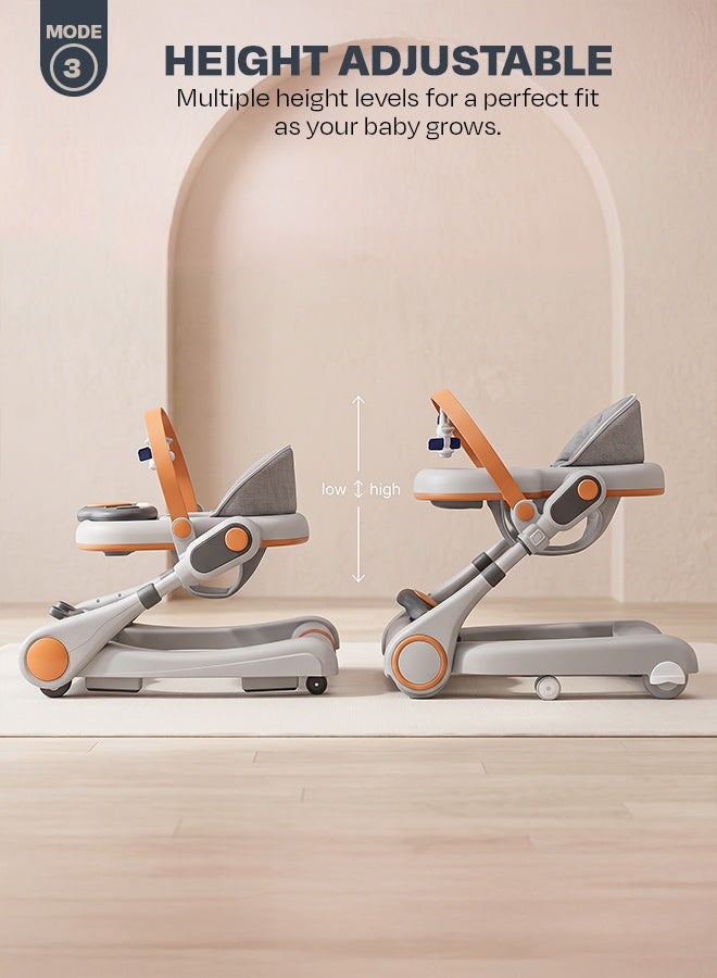 Baybee Premium 2 in 1 Baby Walker with Music & Push Walker for Kids | 3 Height Adjustable Toddler Walker | Removable Musical Activity Toy Bar, Hanging Toys & Food Tray | Foldable Walker for Baby Boys & Girls Light Grey - Image 5
