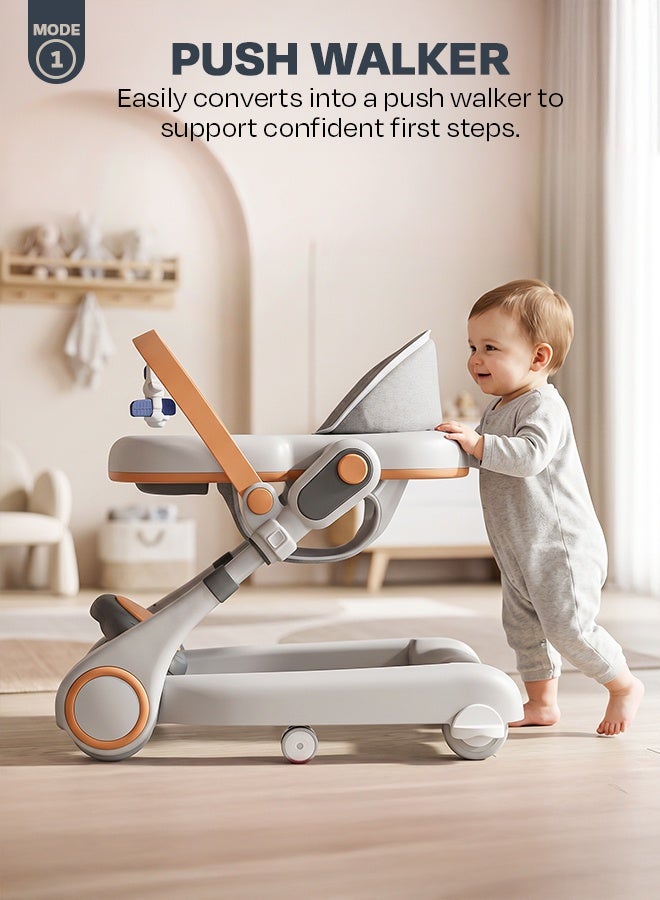 Baybee Premium 2 in 1 Baby Walker with Music & Push Walker for Kids | 3 Height Adjustable Toddler Walker | Removable Musical Activity Toy Bar, Hanging Toys & Food Tray | Foldable Walker for Baby Boys & Girls Light Grey - Image 3