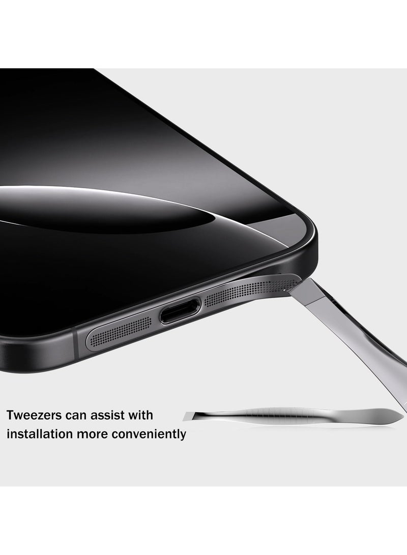Black 2-piece headphone speaker net suitable for iPhone 12 series/iPhone 13 series/iPhone 14 series/iPhone 15 series/iPhone 16 series dust cover protective cover  - Image 3