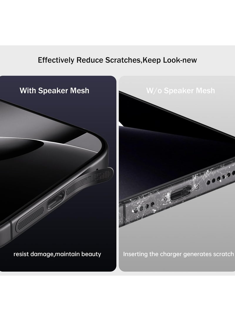 Black 2-piece headphone speaker net suitable for iPhone 12 series/iPhone 13 series/iPhone 14 series/iPhone 15 series/iPhone 16 series dust cover protective cover  - Image 4