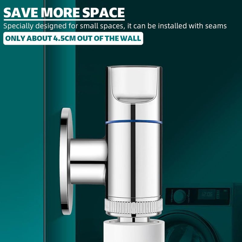 HASTHIP ® Stainless Steel 3 in 1 Faucet Tap, 3-Way Angle Valve with Independent Controls, Universal 1/2" Valve Ideal for Shower, Washing Machine, Garden Irrigation and More - Image 5
