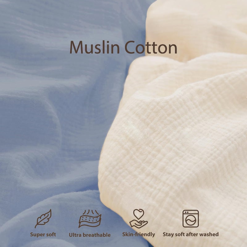 guruixu غطاء أريكة الأطفال من guruixu Muslin مكون من قطعتين مصنوع من القطن بنسبة 100% غطاء أريكة بديل ناعم وقابل للتنفس متوافق مع كرسي Snuggle Me Newborn Lounger (شريط أزرق تجاري) - Image 2