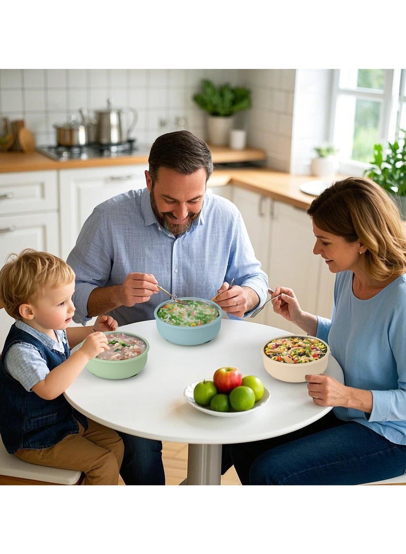 كي واي دي أطباق تغذية الأطفال الصغار: 4 أوعية من الفولاذ المقاوم للصدأ مع مقاومة الامتصاص للانسكاب، مقاومة للحرارة 100 ٪ من السيليكون ذو الدرجة الغذائية (خالية من BPA)، فرن ميكروويف وغسالة أطباق آمنة - Image 3