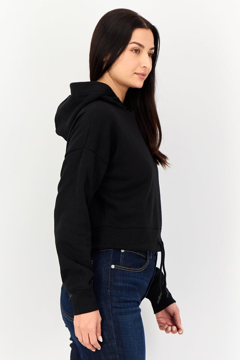 CROSSHATCH Women Solid Long Sleeve Hoodie, Black - Image 4