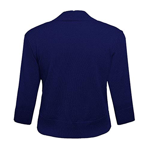 AAMILIFE Women's 3/4 Sleeve Cropped Cardigans Sweaters Jackets Open Front Short Shrugs for Dresses NavyBlue M - Image 3