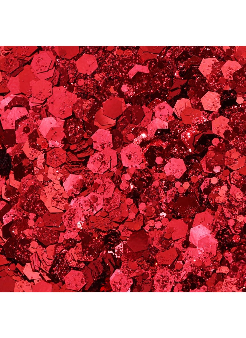 PENTA ANGEL Penta Angel Chunky Glitter 50g/1.76oz Metallic Glitter Powder Craft Sequins Flakes for Resin Art Nail Makeup Face Body Festival Decoration (Red) 