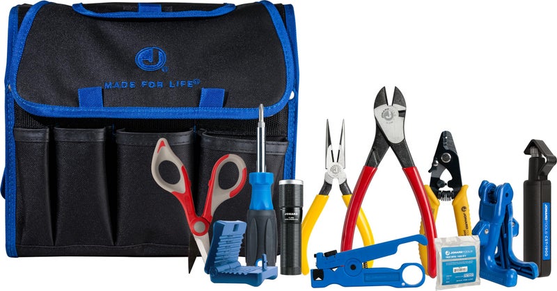 Jonard Tools TK120 Fiber Prep Kit 12 Piece Fiber Optic Cable Access and Termination Tools Set with Stripping Ringing and Cutting Tools