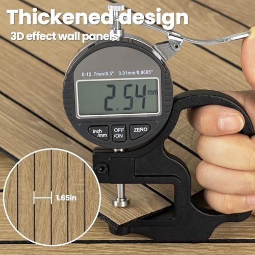 Abyssaly PVC Peel and Stick Wall Panels - 118" x 15.7" Faux 3D Wood Slat Wallpaper - Artificial Brown Wooden Grain Look Self-Adhesive Paneling - Soundproof Wall Panel Waterproof for Interior Wall Decor - Image 5