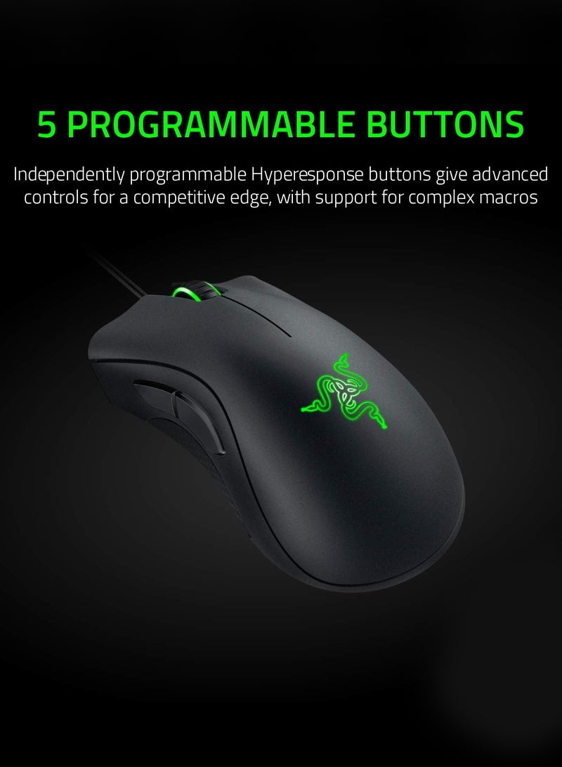 فأرة ألعاب سلكية مريحة مع مستشعر بصري 6400DPI و 5 أزرار قابلة للبرمجة باللون الأسود (إصدار 2025) - Image 5