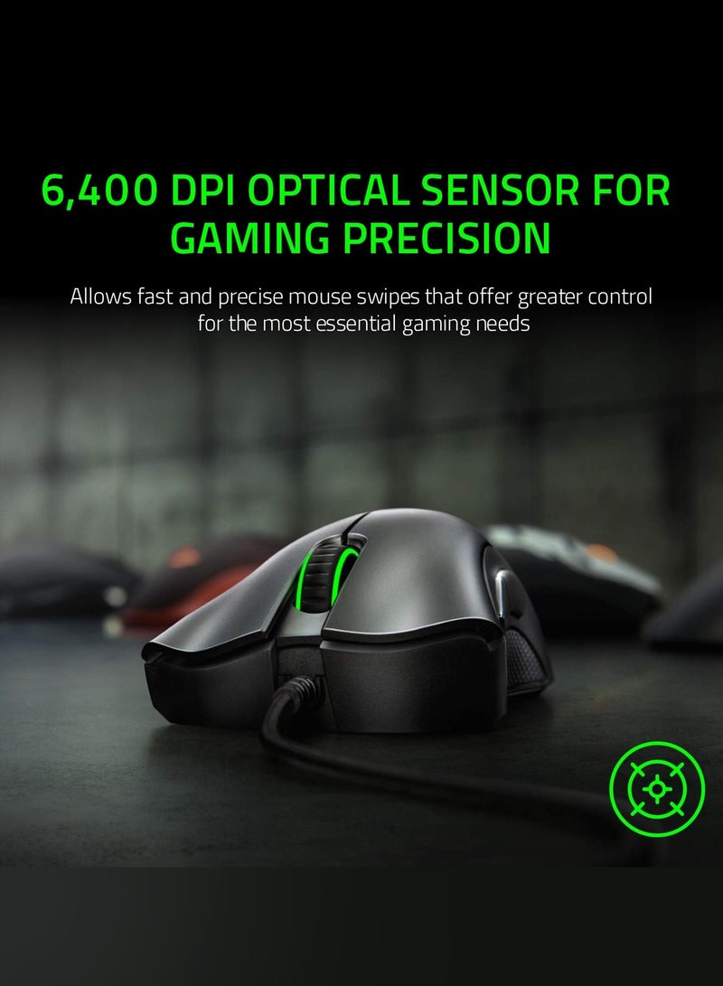 فأرة ألعاب سلكية مريحة مع مستشعر بصري 6400DPI و 5 أزرار قابلة للبرمجة باللون الأسود (إصدار 2025) - Image 4