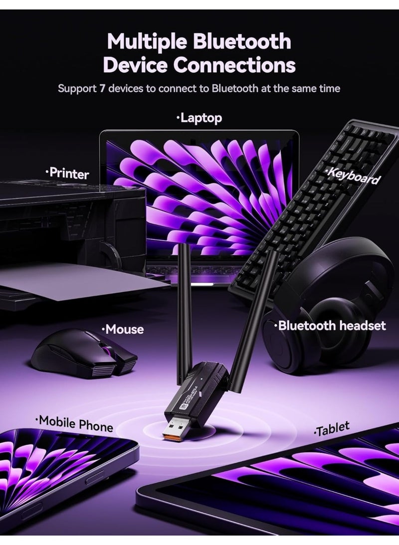 Aura Select AX900 WiFi Adapter, USB WiFi 6 Adapter with Bluetooth 5.4 Dual Band 2.4/5GHz, Wireless Network Adapter with 5dBi Antenna for Desktop/Laptop, WPA3 - Image 3