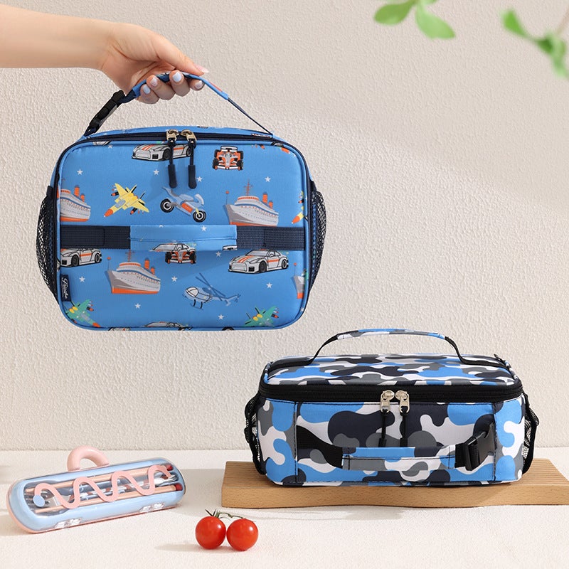 Kids Flat Cute Handheld Insulated Lunch Bag for School Portable Thermal Cooler Bag with Thickened Polyester - Image 3