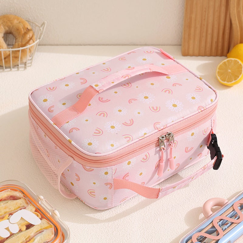 Kids Flat Cute Handheld Insulated Lunch Bag for School Portable Thermal Cooler Bag with Thickened Polyester - Image 4