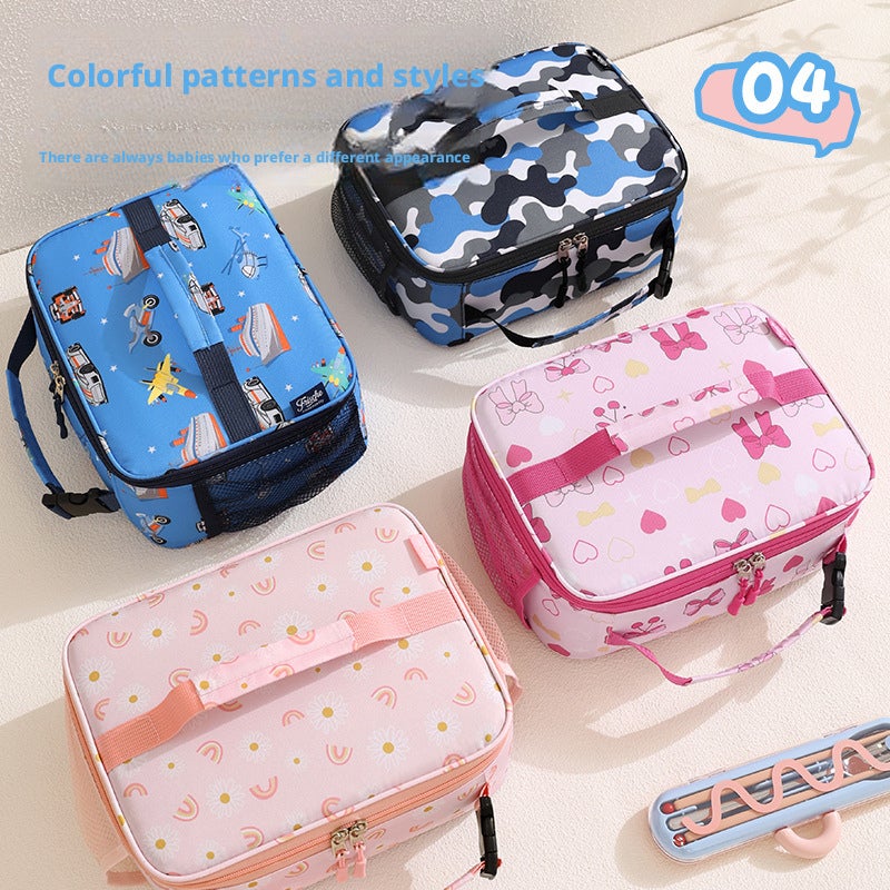 Kids Flat Cute Handheld Insulated Lunch Bag for School Portable Thermal Cooler Bag with Thickened Polyester - Image 1
