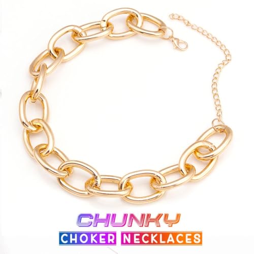 CLOACE Chunky Choker Necklace Gold Cuban Link Chain Thick Necklaces Punk Jewelry for Women(Gold cuban chain) - Image 2