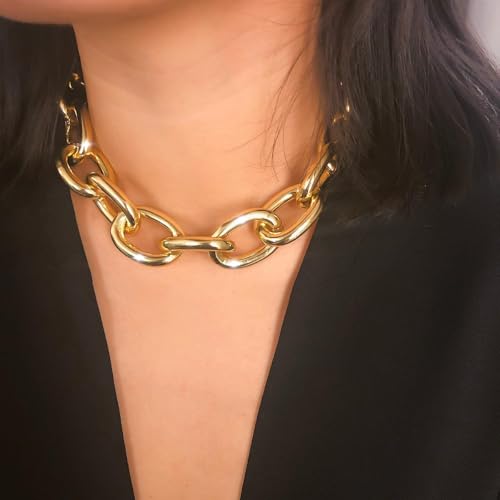 CLOACE Chunky Choker Necklace Gold Cuban Link Chain Thick Necklaces Punk Jewelry for Women(Gold cuban chain) - Image 4