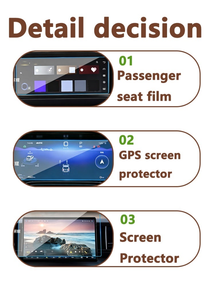 BYD Tempered Glass Screen Protector for BYD Fangchengbao Leopard 5, 3 Screens Dashboard & Central Control & Co-pilot Display Anti-scratch Film - Image 5