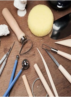 Generic Pottery Tool Kit, 17 PCS Polymer Clay Tools, Modeling Clay Sculpting Tools Kit, Clay Carving Tools , Ceramics Tools, Trimming, Embossing Pattern, Smooth Wooden Handles  - Image 3