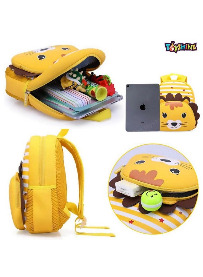 توي شاين حقيبة ظهر Toyshine مقاس 12 بوصة على شكل وجه أسد لطيف للأطفال والبنات والأولاد الصغار وحقيبة ظهر للأطفال في مرحلة ما قبل المدرسة وحقيبة سفر، مقاس صغير - أصفر - Image 4