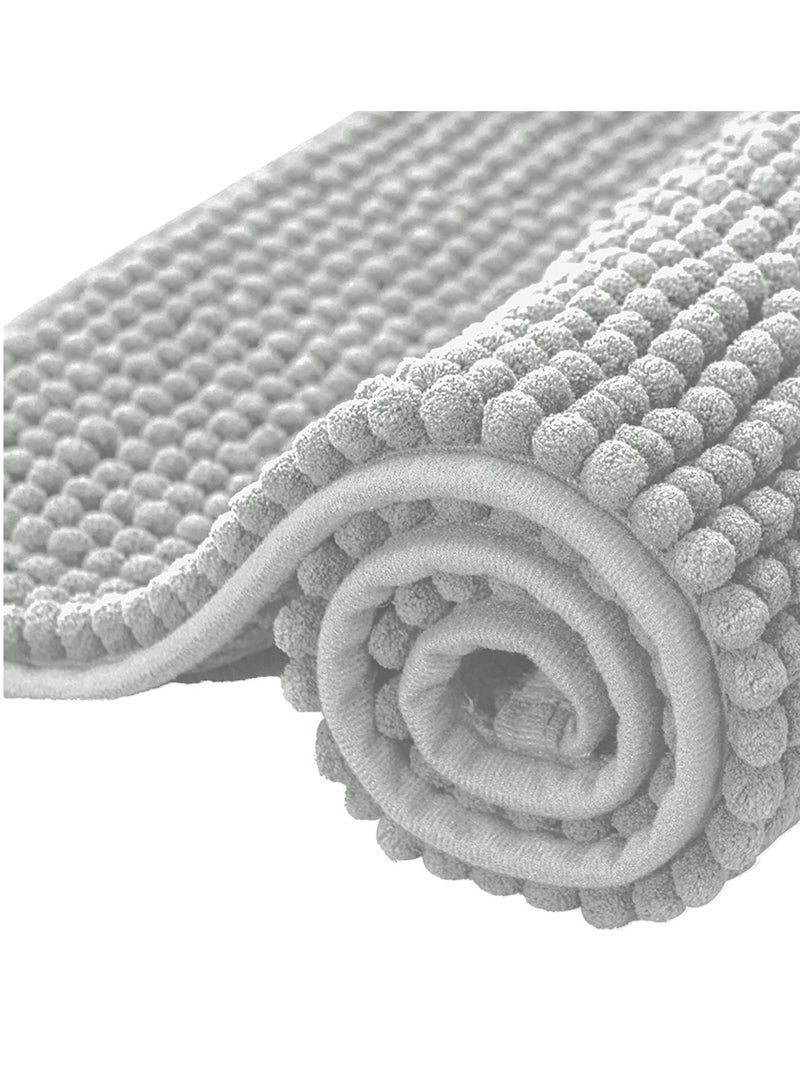 TYCOM Bathroom Mat Non Slip Washroom Bath Rugs Fluffy Soft Plush Microfiber Shower Rug Machine Washable Quick Dry Mats for Tub Short Fiber Light Grey 50x120cm  - Image 2