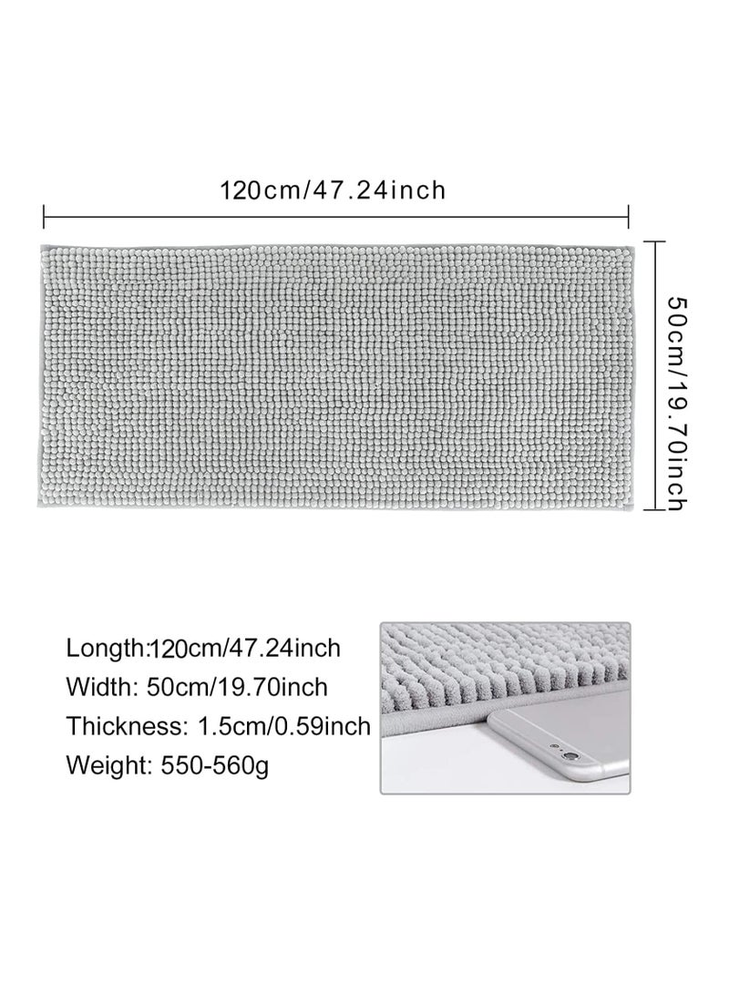 TYCOM Bathroom Mat Non Slip Washroom Bath Rugs Fluffy Soft Plush Microfiber Shower Rug Machine Washable Quick Dry Mats for Tub Short Fiber Light Grey 50x120cm  - Image 3
