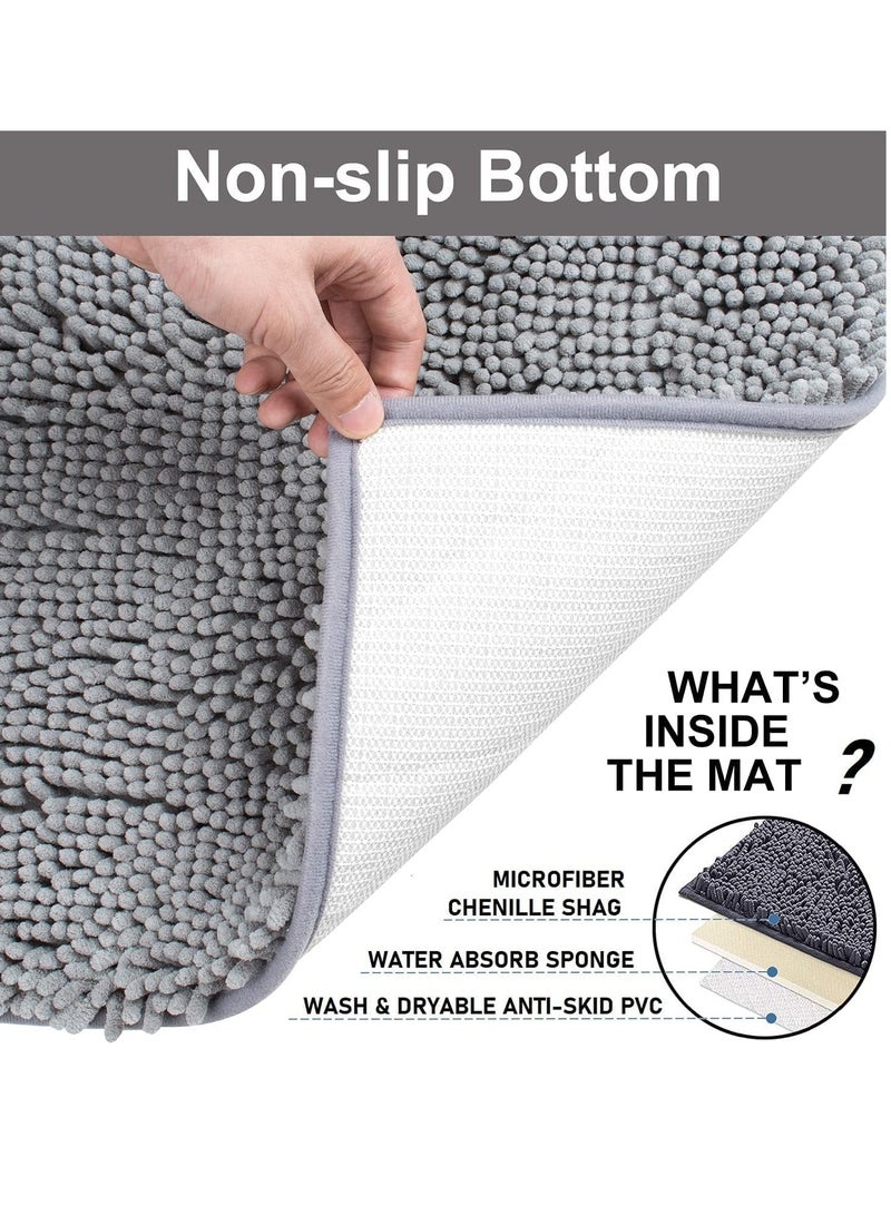 TYCOM Bathroom Mat Non Slip Washroom Bath Rugs Fluffy Soft Plush Microfiber Shower Rug Machine Washable Quick Dry Mats for Tub Short Fiber Light Grey 50x120cm  - Image 4
