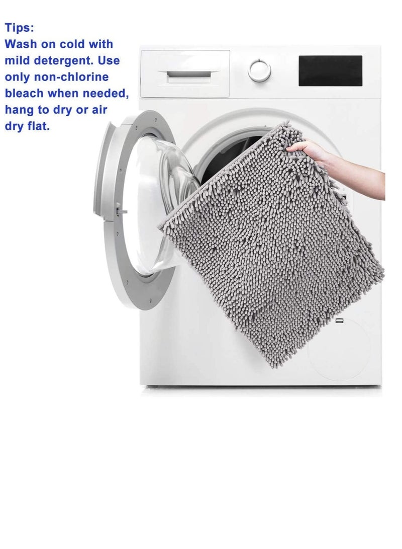 TYCOM Bathroom Mat Non Slip Washroom Bath Rugs Fluffy Soft Plush Microfiber Shower Rug Machine Washable Quick Dry Mats for Tub Short Fiber Light Grey 50x120cm  - Image 5
