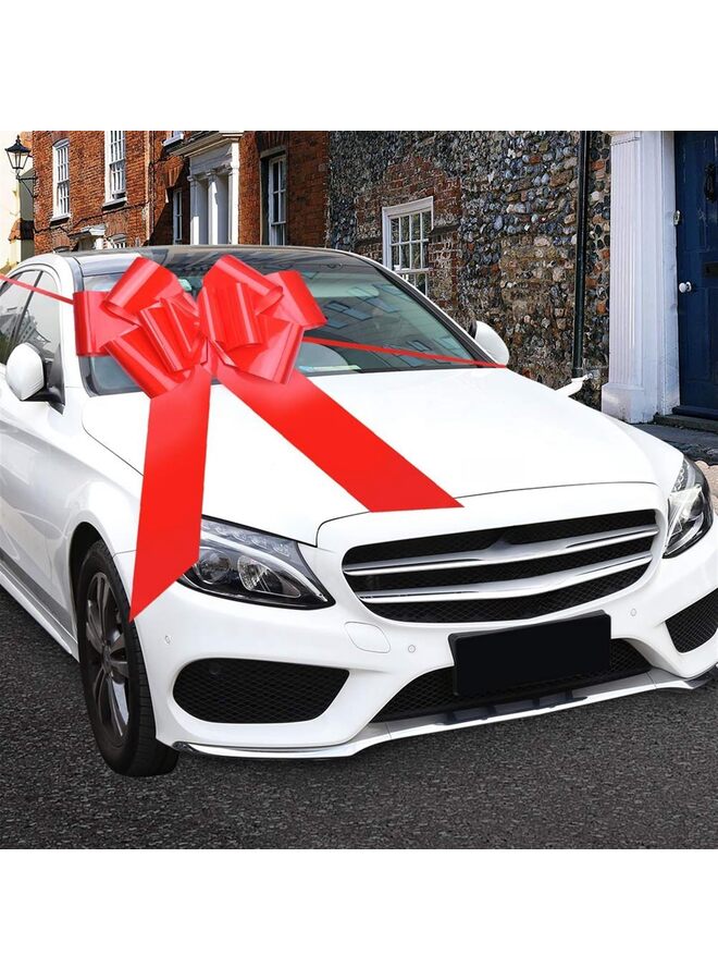 يُسلِّم أقواس سحب، أقواس سيارة حمراء كبيرة مقاس 30 بوصة، أقواس شريطية للسيارة، أقواس سحب لقوس عيد ميلاد كبير، قوس سيارة ضخم، تغليف هدايا سيارة لعيد الحب، حفل زفاف - Image 5