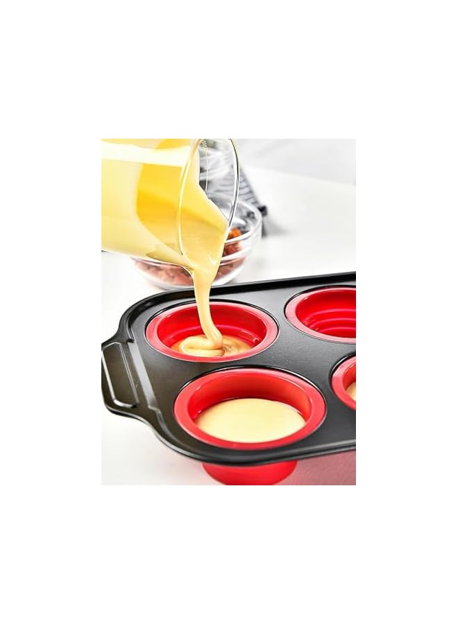 S-TOP Silicone Muffin Pans 12 Regular Size Egg Bite Molds with Metal Frame Muffin Tins Easy to Pop?Nonstick?Non Toxic for Bakeware Baking Oven?Red:15.75"*10.75"? - Image 3