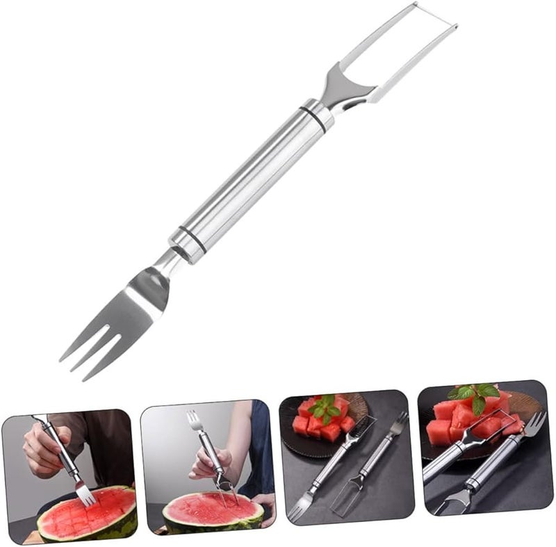 Stainless Steel Watermelon Slicer Fork 2 in 1 Fruit Cutter Tool Easy to Use and Store - Image 5