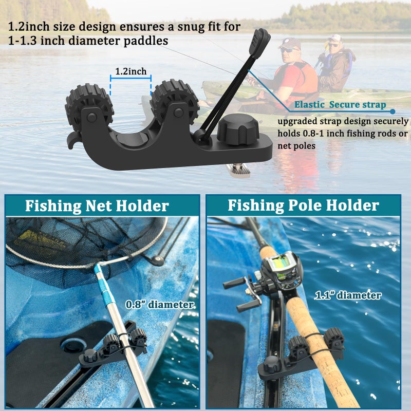 Huntury Kayak Track Paddle Holder, Save Kayak Track Space, Secure/Remove Paddles Fishing Nets and Fishing Poles, Track Mount Accessories - Image 4