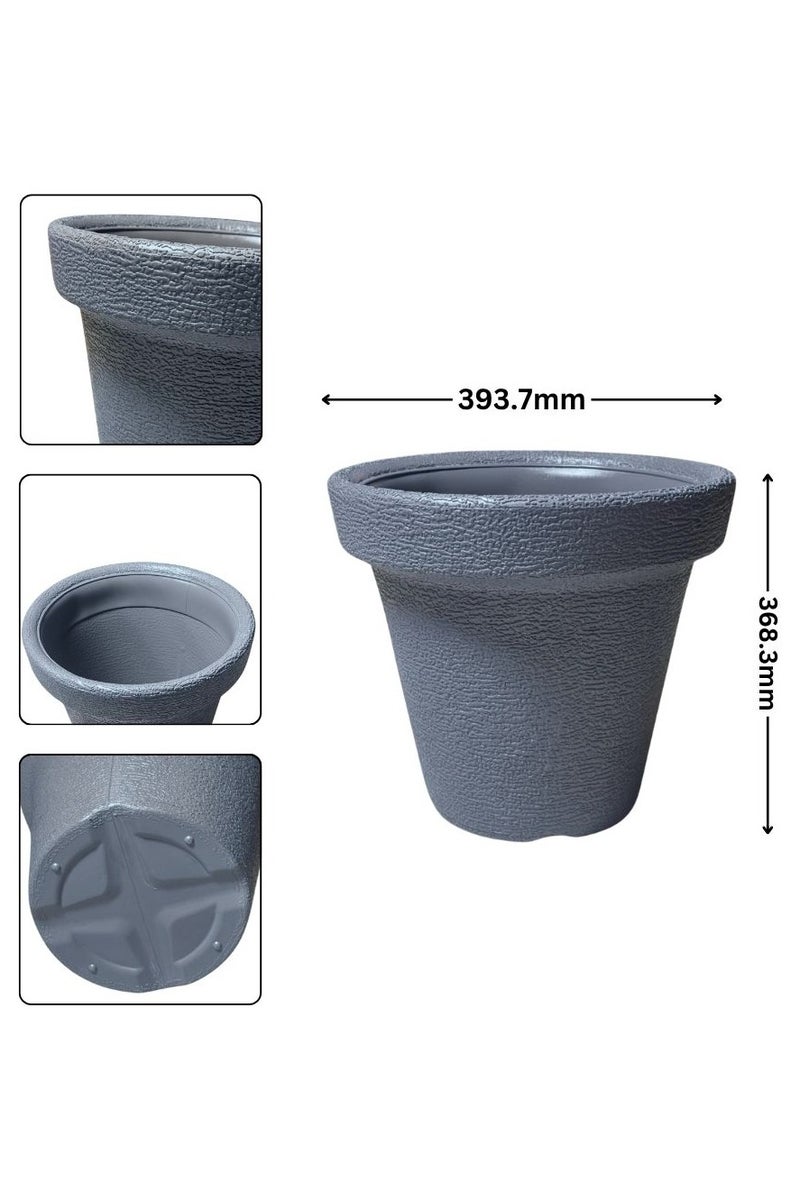 إس إن إتش وعاء زهور بلاستيكي متين - حاويات نباتات متعددة الاستخدامات للاستخدام الداخلي والخارجي، مثالي للاستخدام في البستنة والحضانة، مقاس صغير 16 بوصة - لون رماديv - Image 2