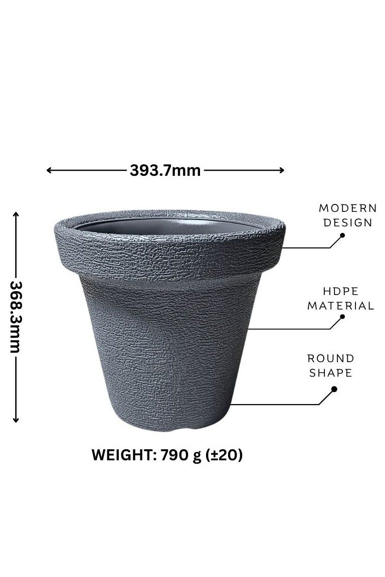 إس إن إتش وعاء زهور بلاستيكي متين - حاويات نباتات متعددة الاستخدامات للاستخدام الداخلي والخارجي، مثالي للاستخدام في البستنة والحضانة، مقاس صغير 16 بوصة - لون رماديv - Image 1