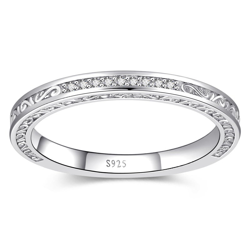 Yaresul Vintage Celtic Knot Wedding Bands for Women 925 Sterling Silver Eternity Band Rings, Round Cut Cubic Zirconia Eternity Band Size 7 - Image 2
