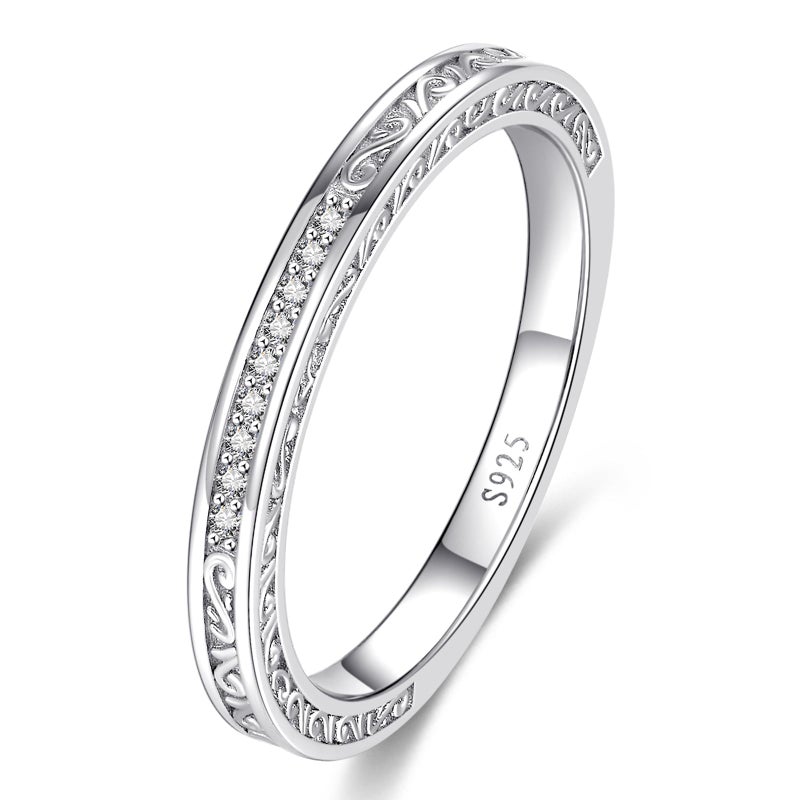 Yaresul Vintage Celtic Knot Wedding Bands for Women 925 Sterling Silver Eternity Band Rings, Round Cut Cubic Zirconia Eternity Band Size 7 - Image 1