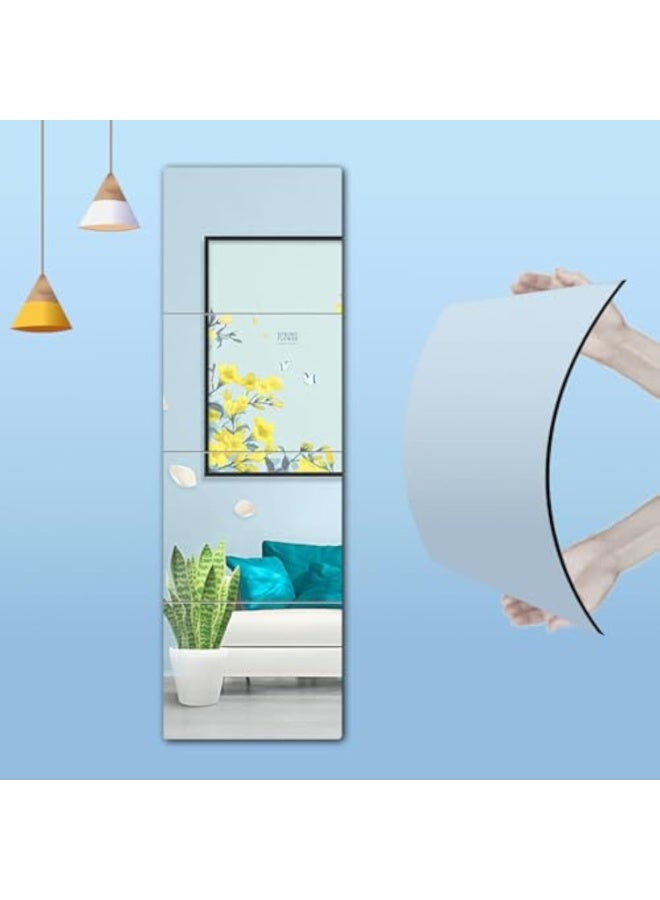Arabest 4-Piece Thick Acrylic Mirror Set for Walls, 12 x 12 inch self-Adhesive Frameless Small Mirror Tiles, Flexible Plastic Lenses for Bedroom, Home, and Gym Doors (4 pcs 12x12inch) - Image 1