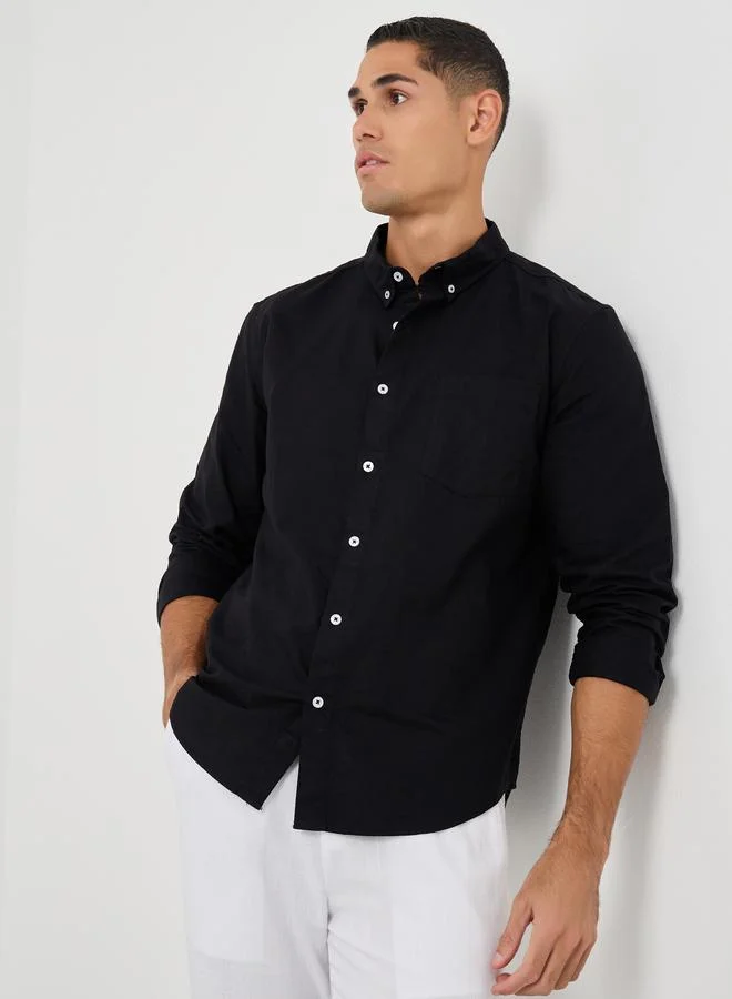 ستايلي Styli Button Down Collar Regular Fit Oxford Shirt