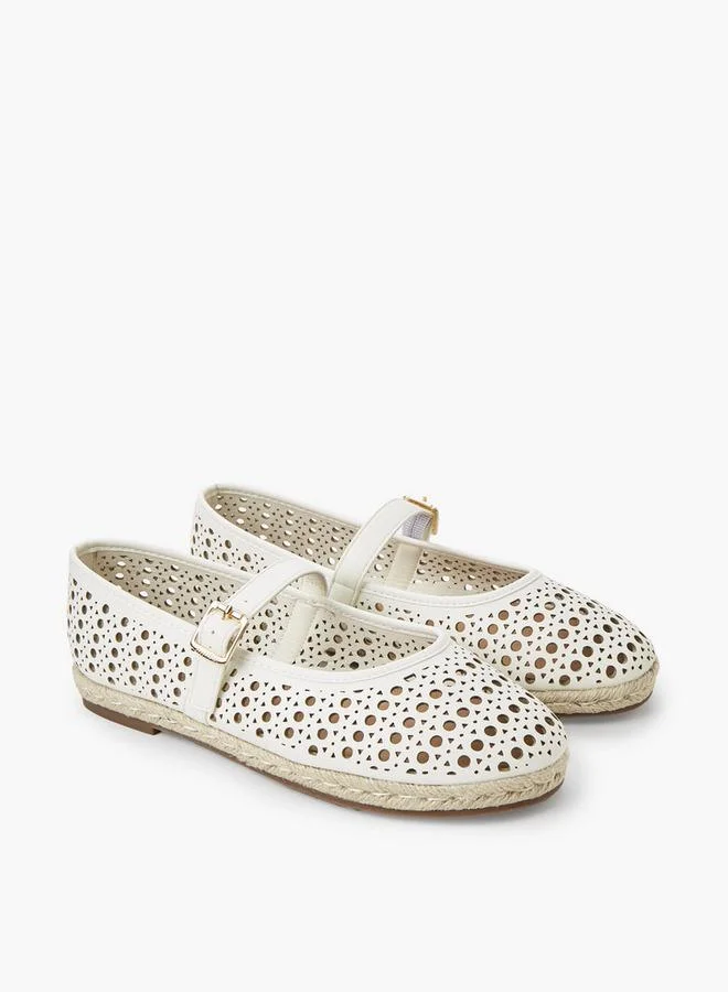 ببرمنة Women Perforated Detail Espadrille Mary Jane Shoes