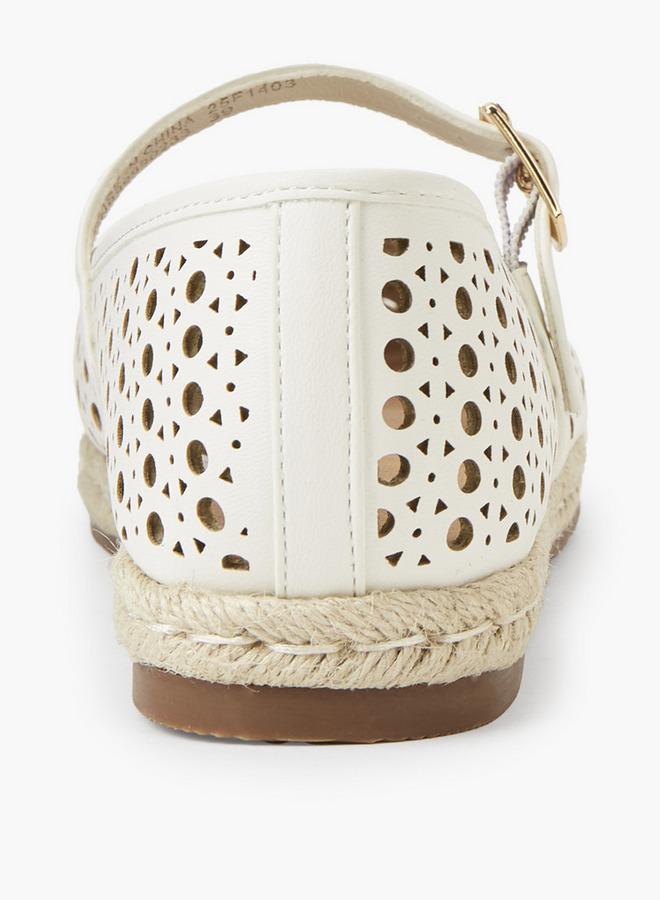 Peppermint Women Perforated Detail Espadrille Mary Jane Shoes - Image 4