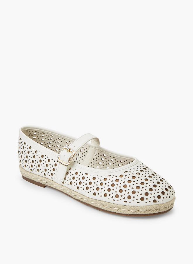 Peppermint Women Perforated Detail Espadrille Mary Jane Shoes - Image 2
