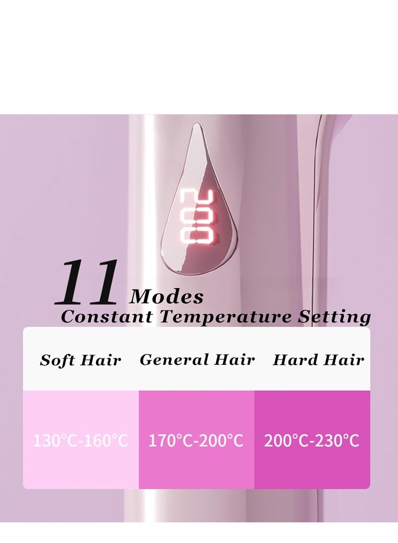 Waver Curling Iron, 1.25 Inch 2 Barrel Double Negative Ion Curling Wand, 11 Adjustable Temperature, 30S Rapid Heating Curling Wand, Hair Curler Tool for Wide Deep Waves (Pink) - Image 2
