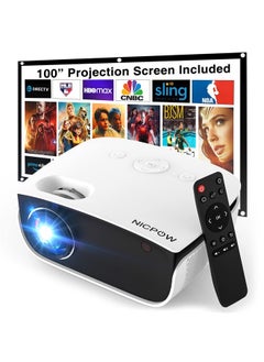 NICPOW Outdoor Projector, Mini Projector with 100" Screen, 1080P and 240" Supported Movie Projector 7500 L Portable Home Video Projector Compatible with Smartphone/TV Stick/PS5/PC/Laptop  - Image 1