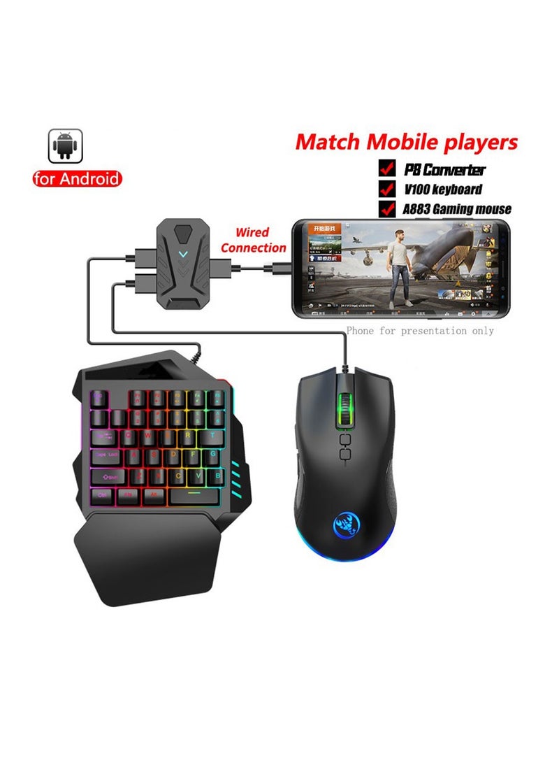 HXSJ One Handed Gaming Keyboard and Mouse Combo Gaming Half Mechanical 35 Keys Keyboard Backlit RGB Wrist Rest Gaming Mouse Converter Adapter Compatible with PS4/Switch/PS3 /PC - Image 2