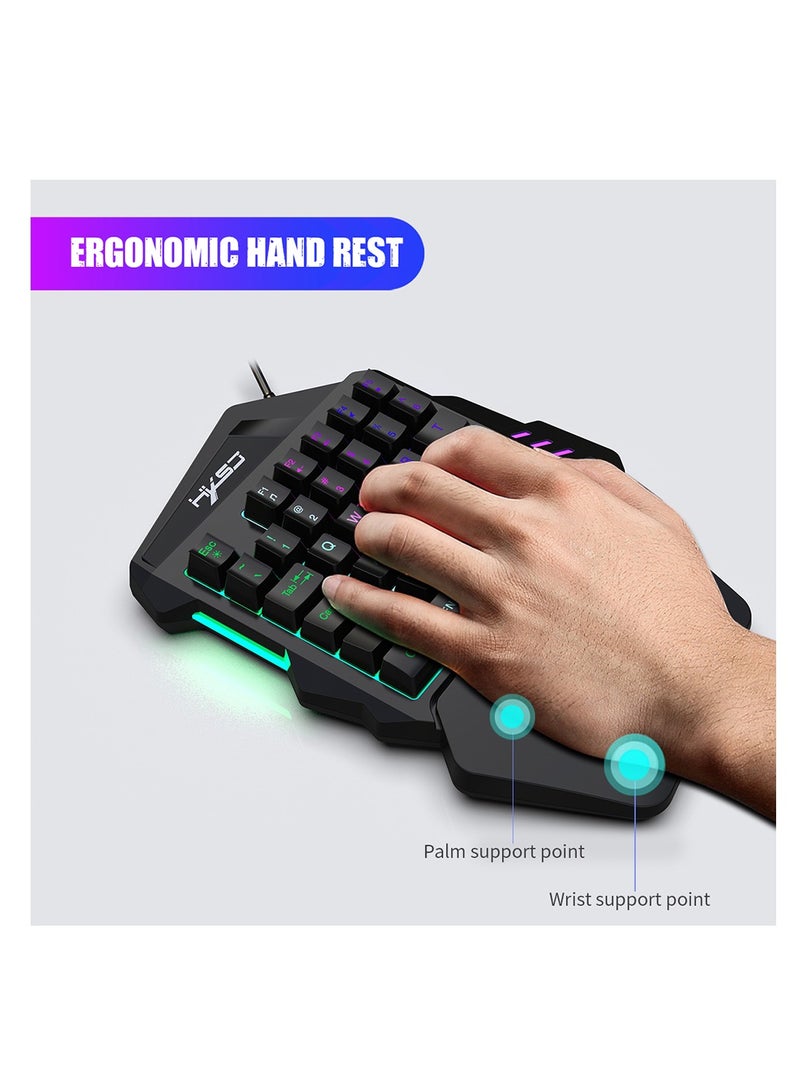 HXSJ One Handed Gaming Keyboard and Mouse Combo Gaming Half Mechanical 35 Keys Keyboard Backlit RGB Wrist Rest Gaming Mouse Converter Adapter Compatible with PS4/Switch/PS3 /PC - Image 4