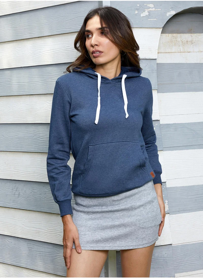 كامبوس سوترا Women's Electric Blue Solid Pullover Hoodie