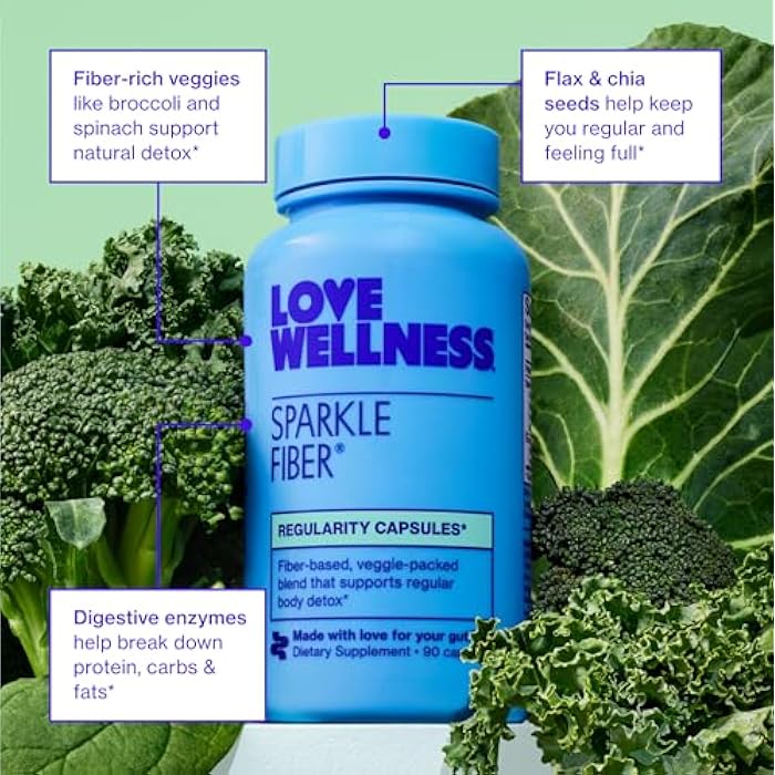 Love Wellness Sparkle Fiber | Fiber Supplement with Digestive Enzymes | Greens Superfood Powder & Psyllium Husk Powder | Promotes Gut Health for Women | Regularity & Bloating Relief | 90 Count - Image 4
